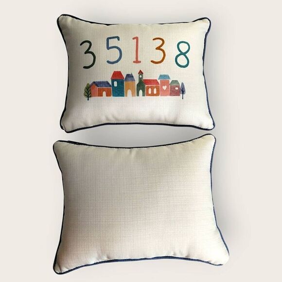 Little Birdie Creative Pillows Home Decor Zip Codes Travel Colorful 20x14 NWT - Picture 3 of 9